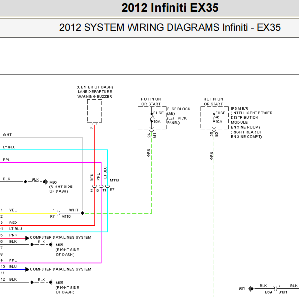 2012年英菲尼迪EX35倒车影像电路图