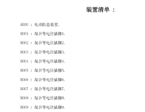 标致元件清单