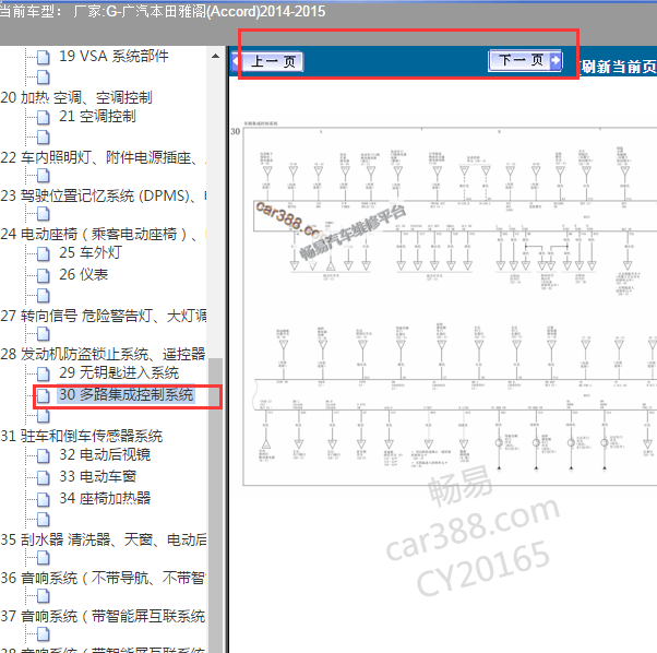 2014-2015年雅阁多路集成控制模块电路图