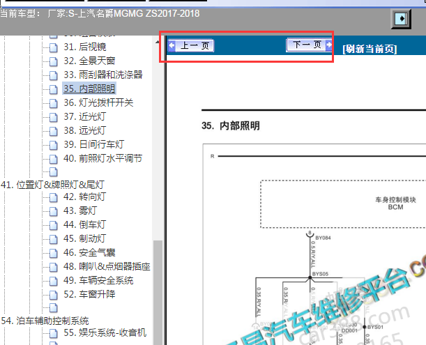 2017-2018年名爵ZS车身相关电路图