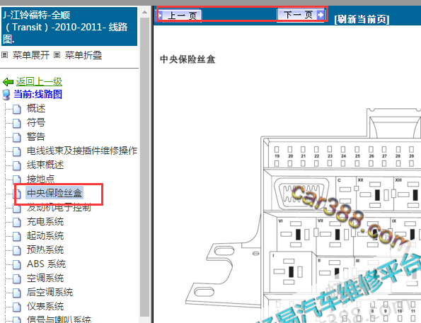 2010年江铃福特全顺保险丝资料
