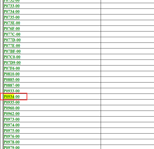 2014年自由光P0934-00故障码资料