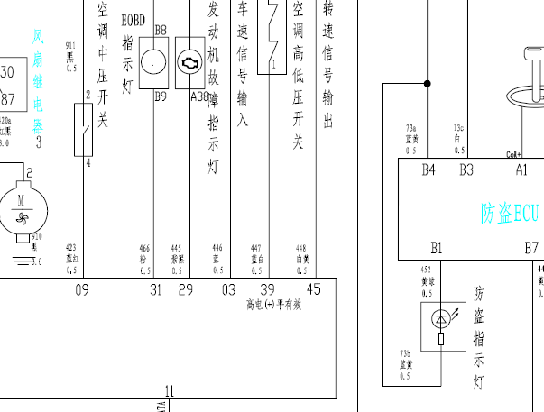2009年长城嘉裕发动机和防盗电路图