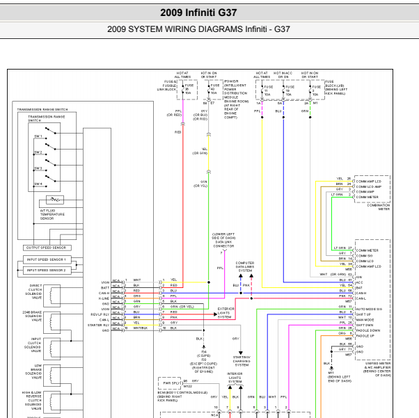 2009年英菲尼迪G37变速箱电路图