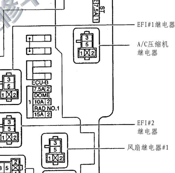 2005年丰田WISH空调压缩机继电器位置