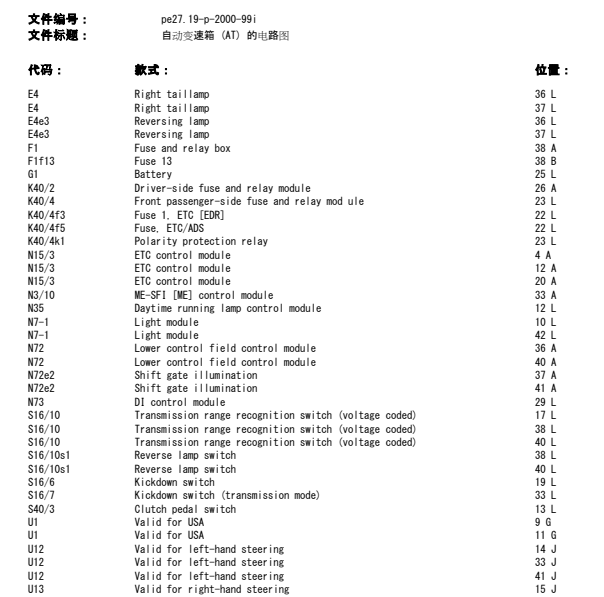 1994年奔驰C280波箱线路图