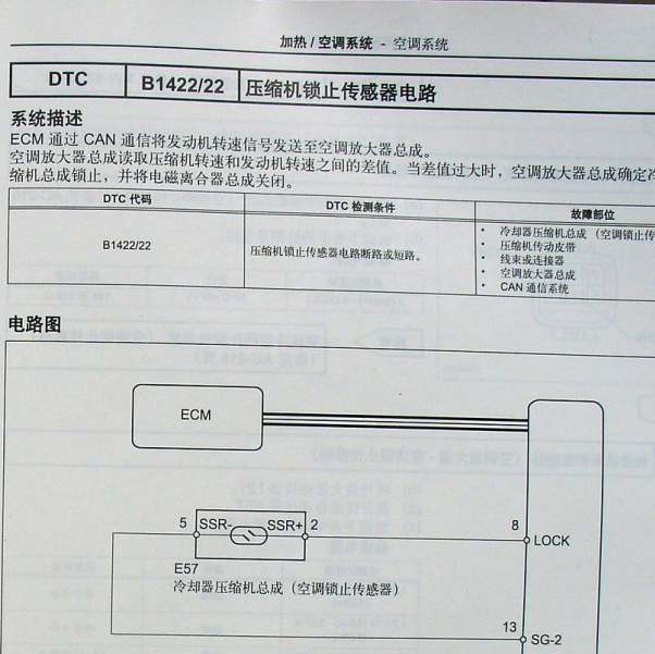 2009年皇冠B1422故障码解析