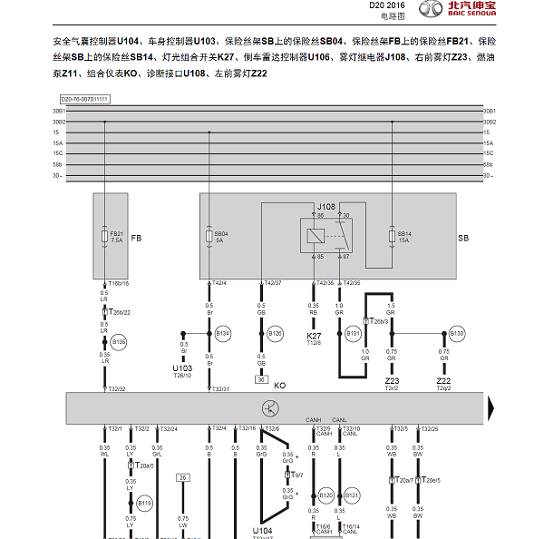 2016年D20仪表电路图