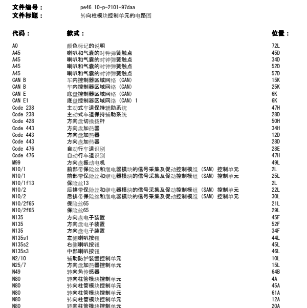 2012年奔驰E260转向柱控制电路图