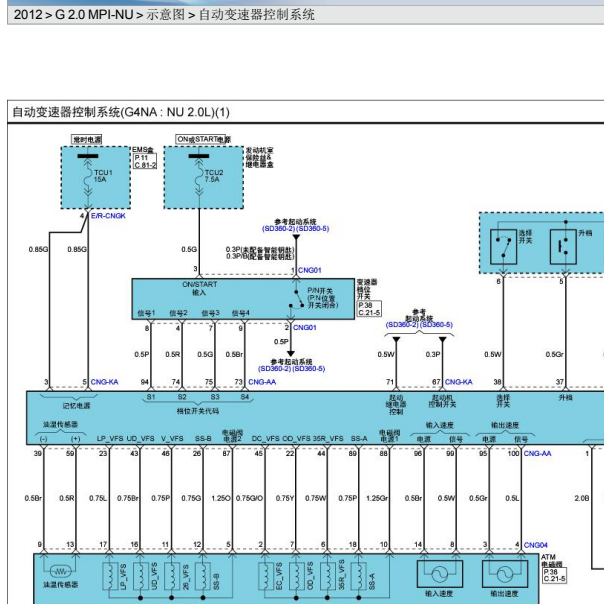 12年起亚智跑变速箱电路图