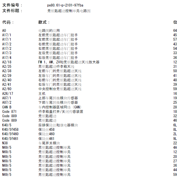 奔驰C200L无钥匙系统电路图