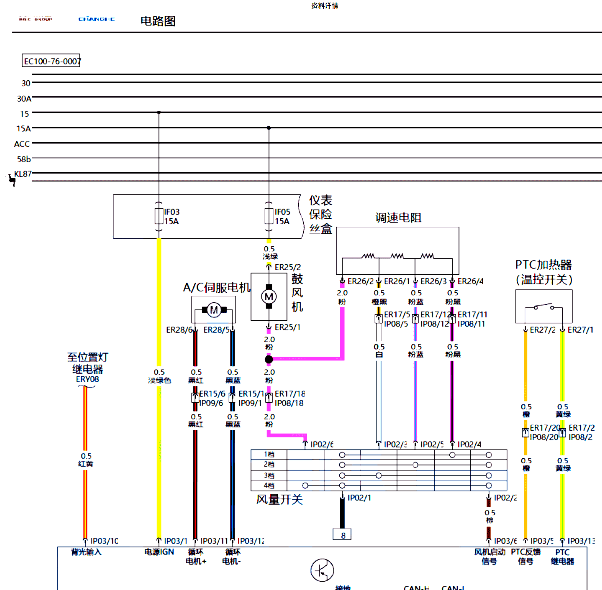 2019年昌河EC100空调电路图