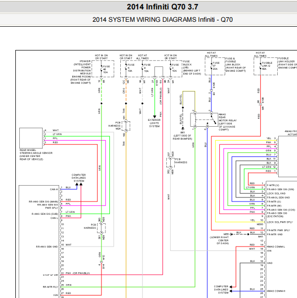 2014年英菲尼迪Q70方向机电路图