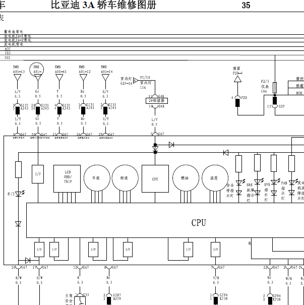 2014年比亚迪F3仪表电路图