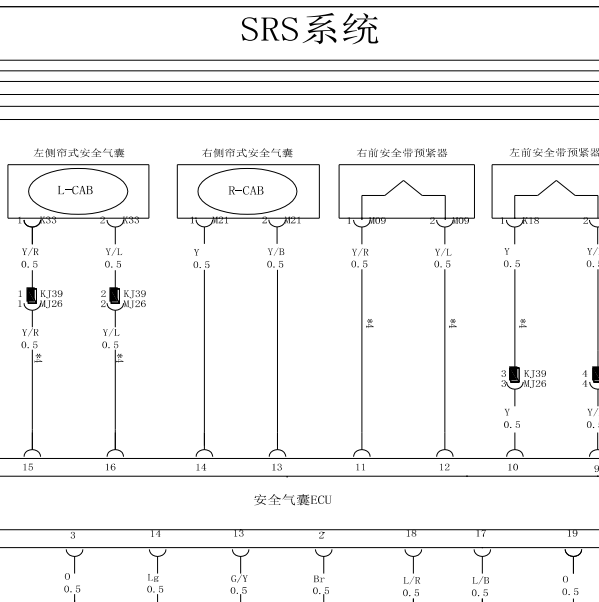 2014年比亚迪S6气囊电路图