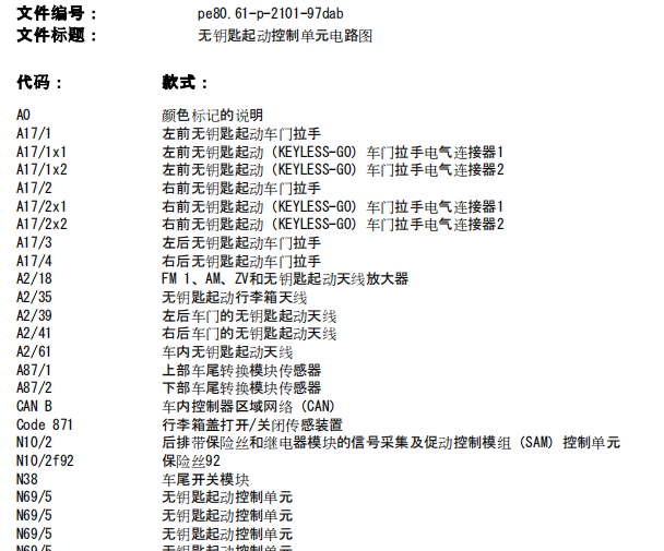 15年奔驰E200L无钥匙启动系统电路图