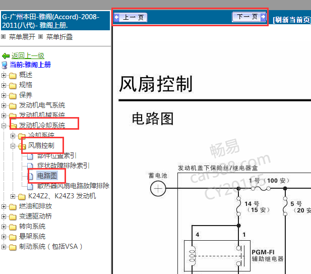 2008-2010年本田雅阁电子扇电路图 