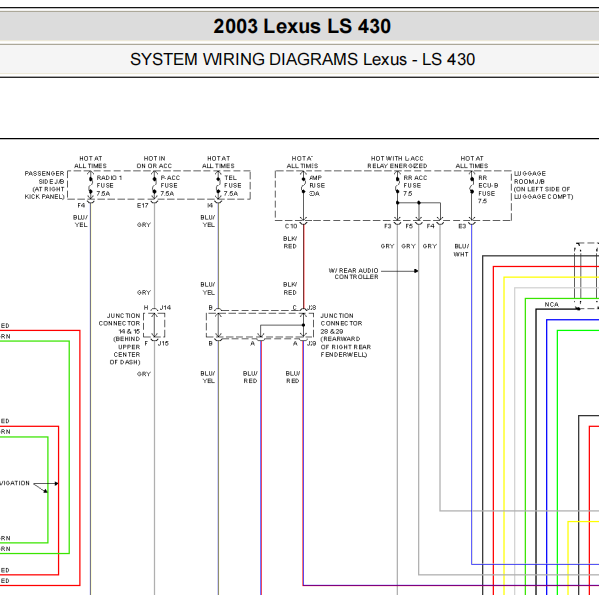 2003年雷克萨斯LS430音响电路图