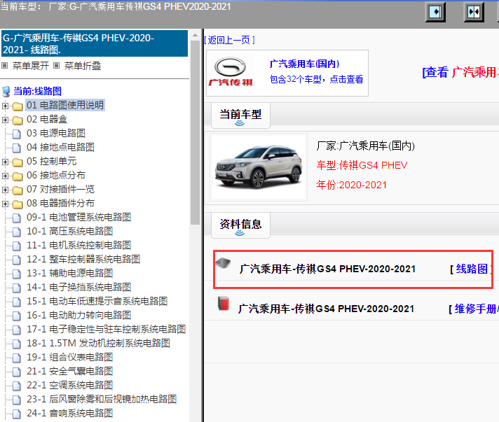 广汽乘用车-传祺GS4 PHEV-2020-2021[ 线路图 ]
