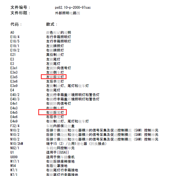 奔驰S300雾灯电路图
