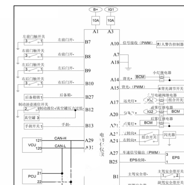 2018年荣威IEVA50仪表电路图