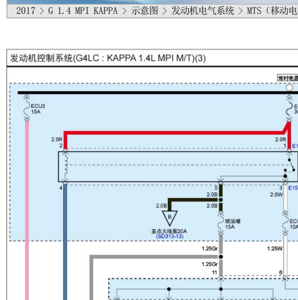 2017年现代瑞纳发动机电路图