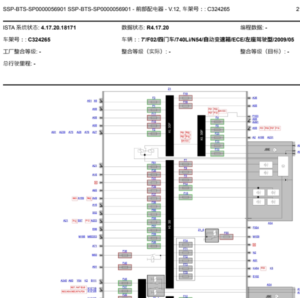 2009年宝马740副驾驶保险丝盒示意图