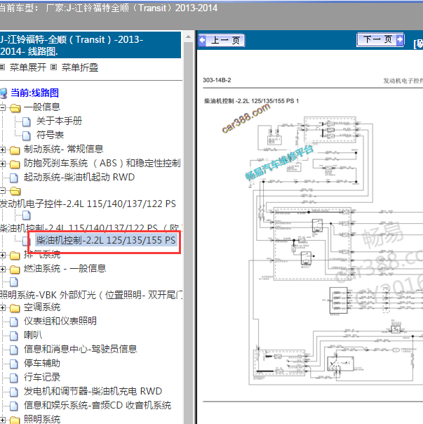 2013-2014年福特全顺2.2柴油发动机电路图