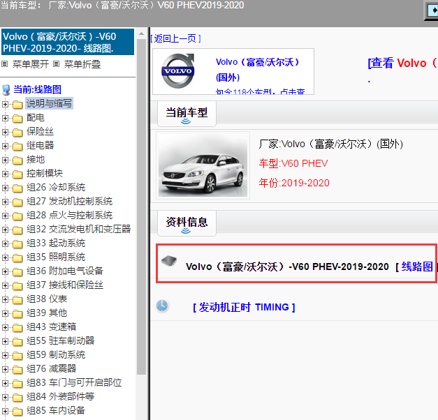 Volvo（富豪/沃尔沃）-V60 PHEV-2019-2020[ 线路图 ]