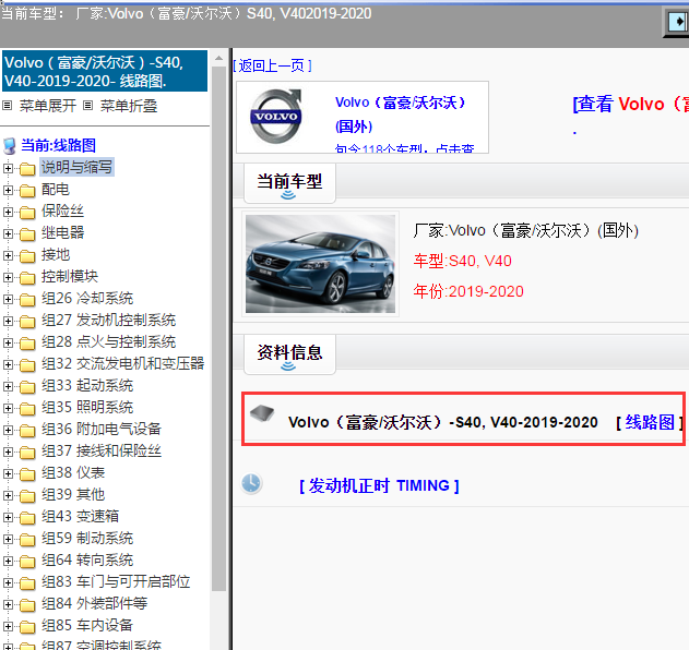 Volvo（富豪/沃尔沃）-S40, V40-2019-2020[ 线路图 ]