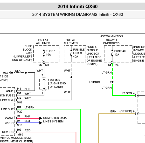 2014年英菲尼迪QX60灯光电路图