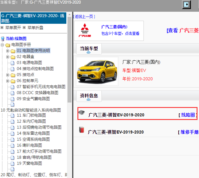 广汽三菱-祺智EV-2019-2020[ 线路图 ]
