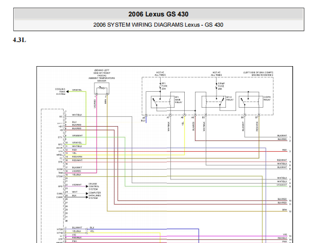 2006年雷克萨斯GS430发动机电路图