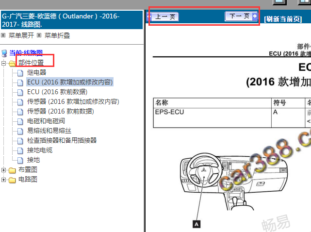 2016-2017年三菱欧蓝德部件位置