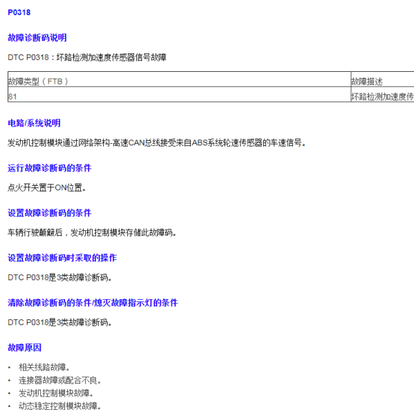 2010年荣威550 P0318故障码解析