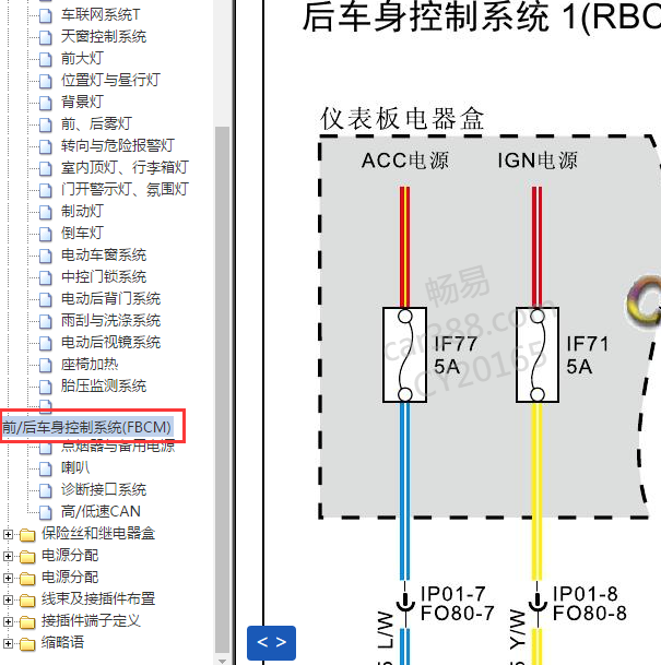 2017年众泰SR9后车身控制模块电路图