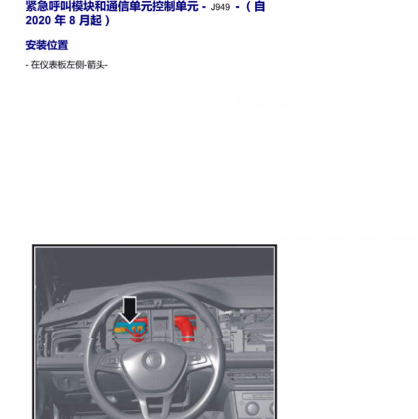 2019年朗逸紧急呼叫模块位置