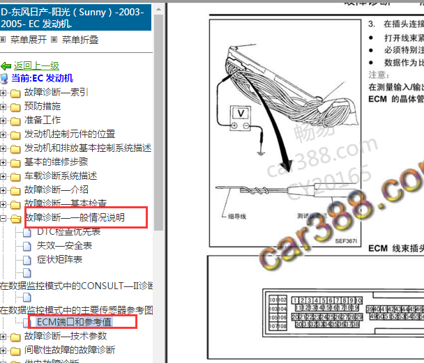 2003-2005年日产阳光发动机针脚