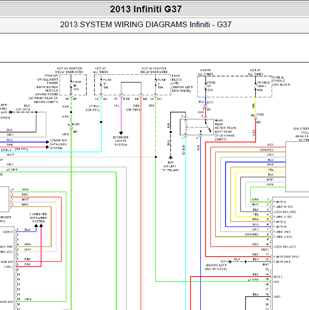 2013年英菲尼迪G37转向系统电路图