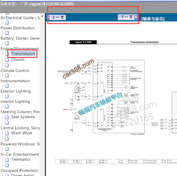 2005年捷豹X350变速箱电路图