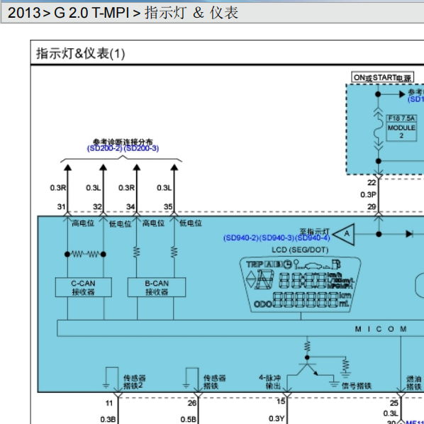 2013年现代劳恩斯仪表电路图