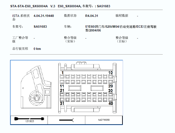 2004年宝马520i 发动机电脑针脚图