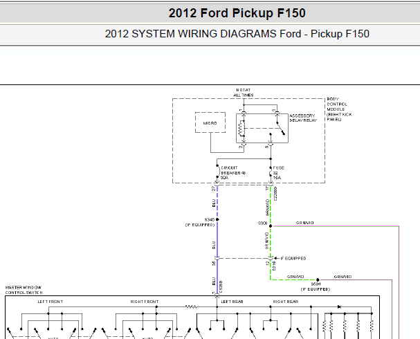 2012年福特猛禽F150车窗电路图