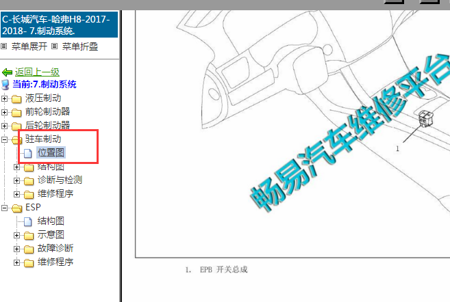 2017-2018年哈弗H8 电子手刹位置