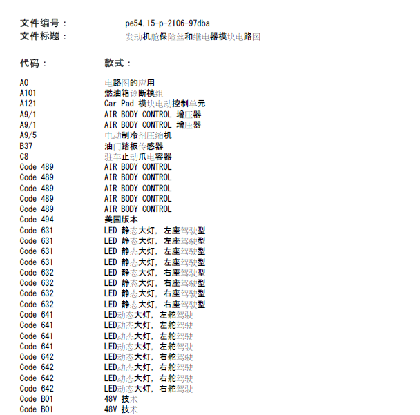 奔驰E300L 保险丝电路图