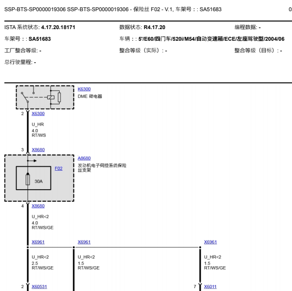 2004年宝马520i  f02保险丝电路图