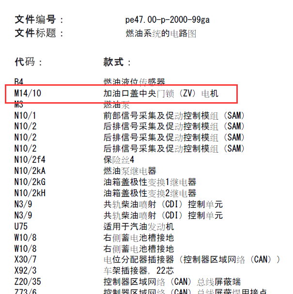 奔驰 G55油箱盖锁电路图