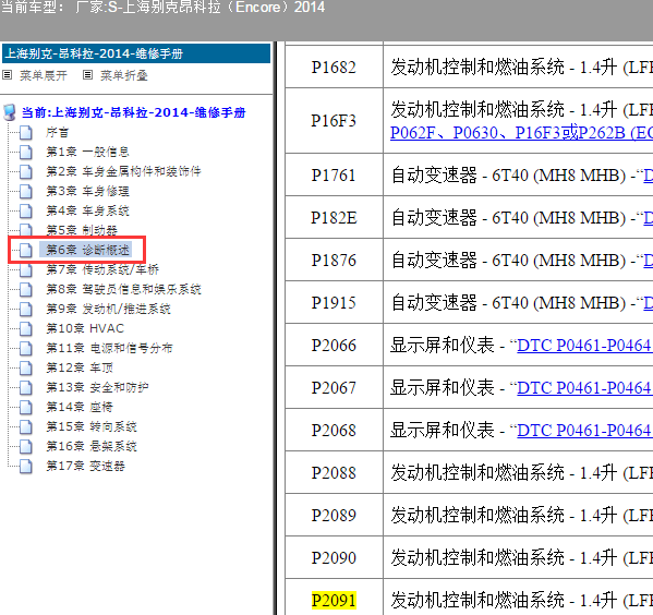14年别克昂科拉全车故障码资料