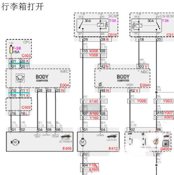 2015年法拉利California顶棚和尾门电路图