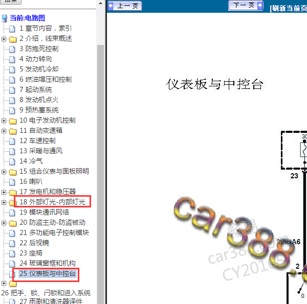 2013年福克斯仪表与灯光电路图
